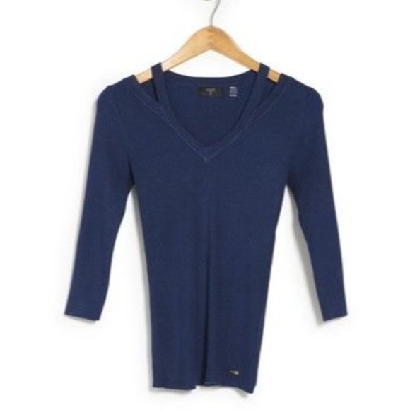 T TAHARI 3/4 Sleeve V-Neck Cutout Pullover - XS - Picture 2 of 2